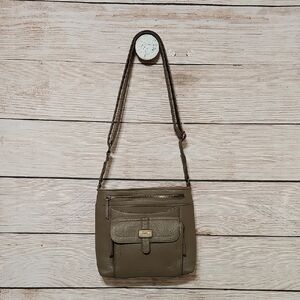 White Mountain Elegant Pebbled Texture Brown Shoulder Bag